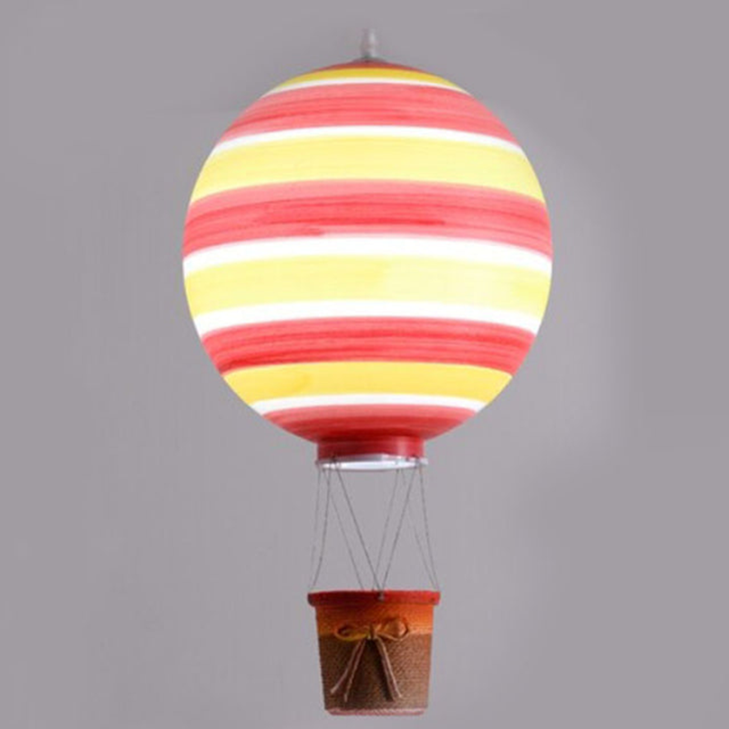 D-type balloon pendant with red and yellow horizontal stripes and a red-rimmed hanging basket