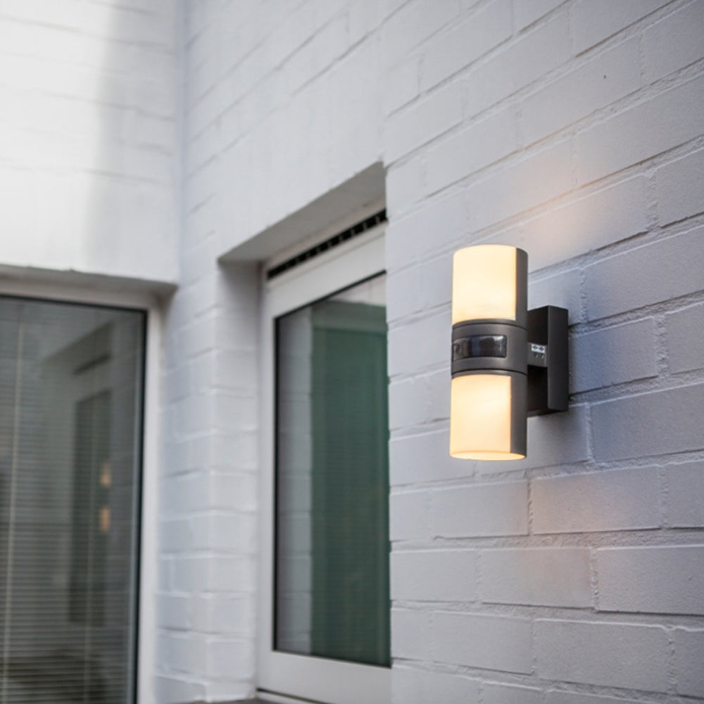 Orr Modern Cylindrical Metal/Acrylic Rotatable Outdoor Waterproof Wall Lamp, Black/White - Cueteks