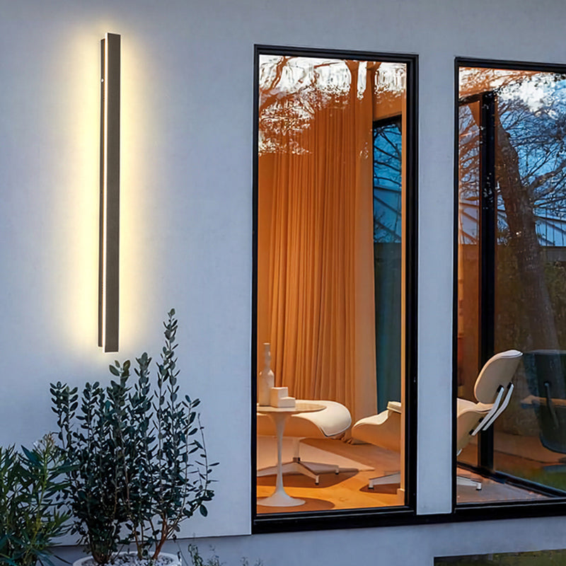 Edge Sleek Minimalist Rimless Linear Metal Outdoor Wall Light, Gray - Cueteks