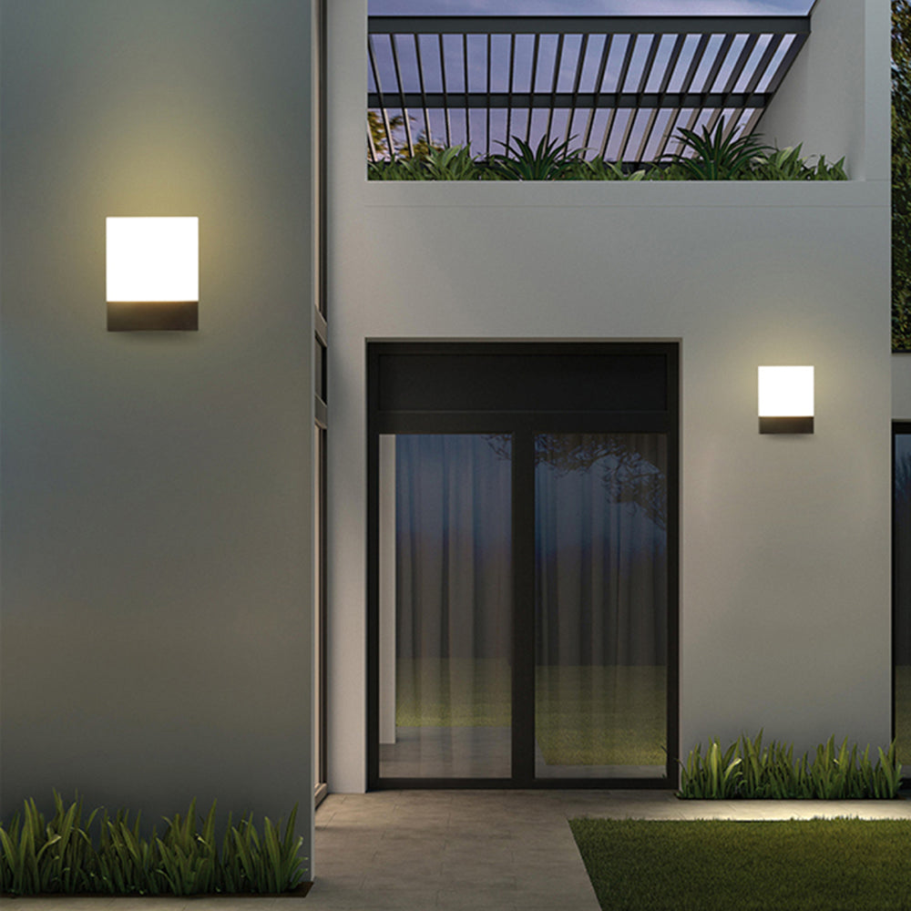 Orr Modern Sensor Rectangular Metal Outdoor Wall Lamp, Black/White - Cueteks