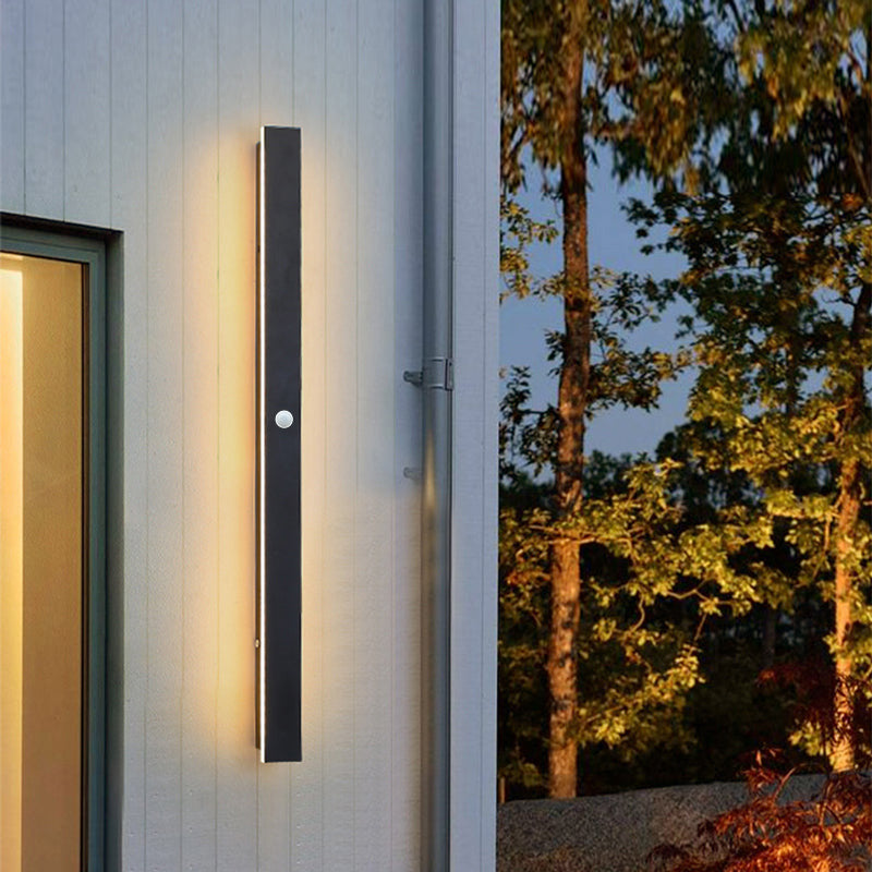 Edge Ripple Minimalist Linear Metal Outdoor Wall Lamp Black Balcony/Terrace - Cueteks