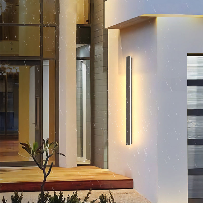 Edge Sleek Minimalist Rimless Linear Metal Outdoor Wall Light, Gray - Cueteks