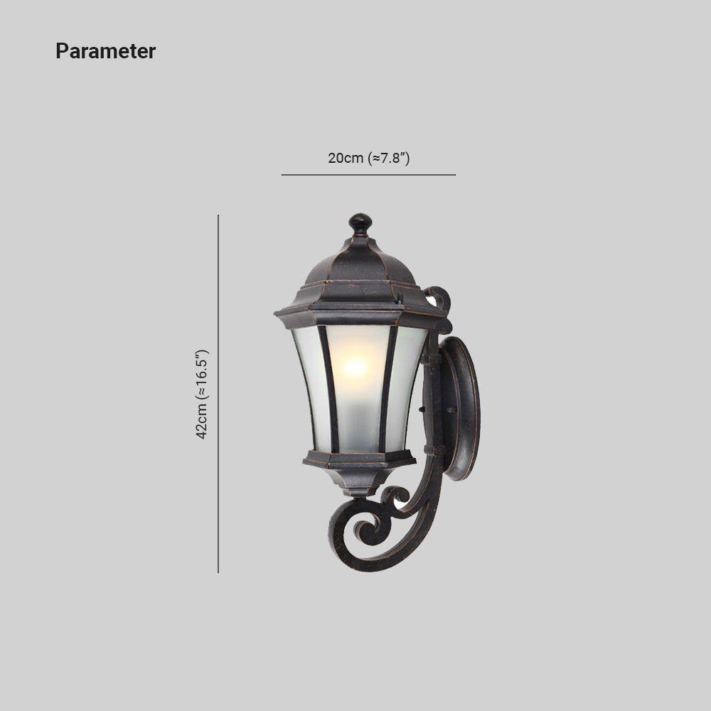 Alessio Vintage Lantern Metal/Glass Outdoor Wall Lamp, Black - Cueteks