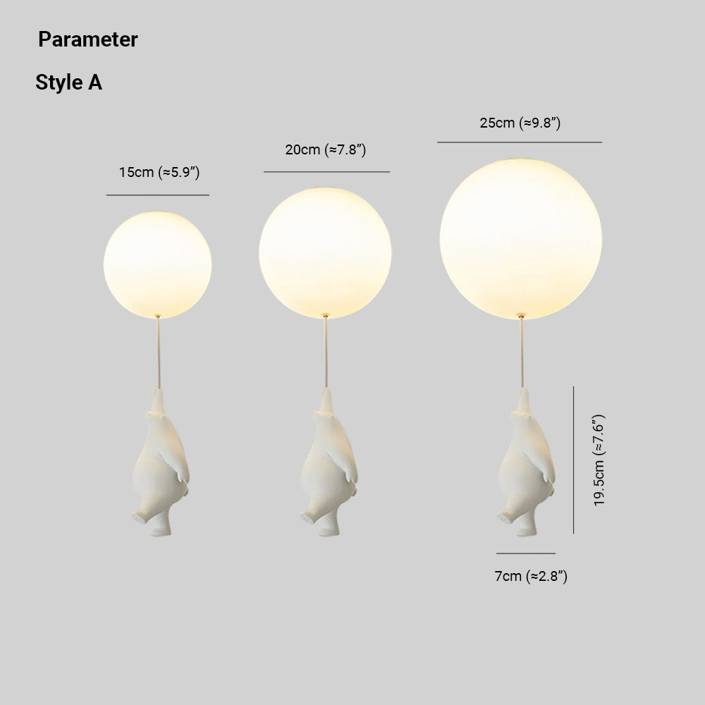 Fateh Bear Balloon LED Flush Mount Ceiling Light 3 Style White - Cueteks