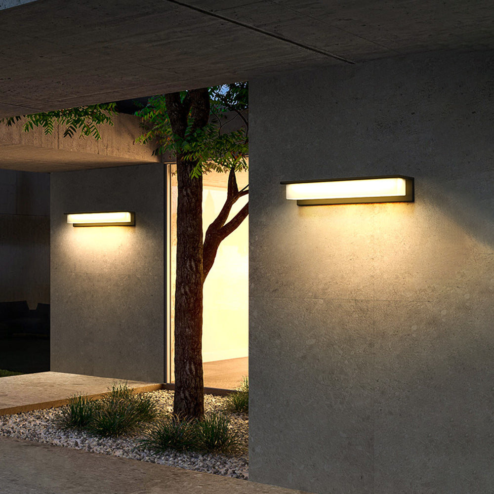 Orr Modern Rectangular Metal/Acrylic Outdoor Solar Wall Lamp, Black - Cueteks