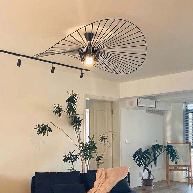 Renée wavy flower pendant light with radial-line design