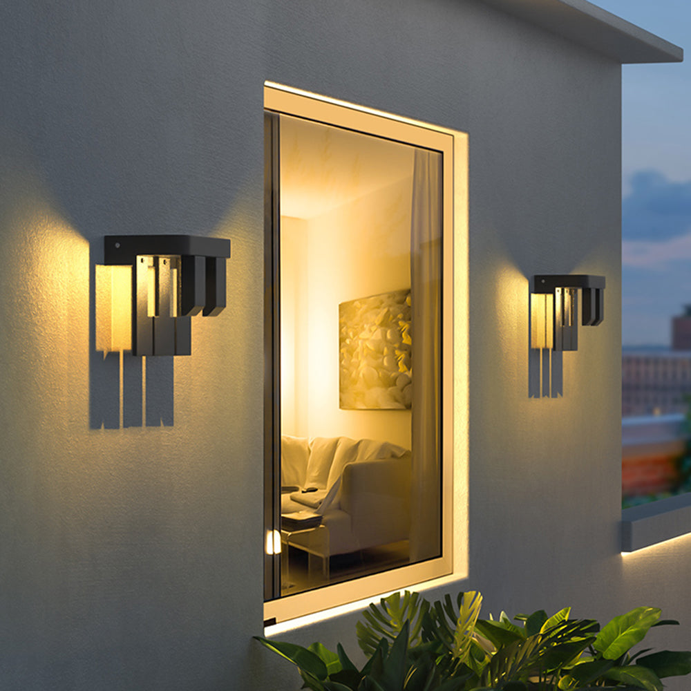 Orr Modern Minimallist Metal Solar Outdoor Garden/Yard Wall Lamp, Black - Cueteks