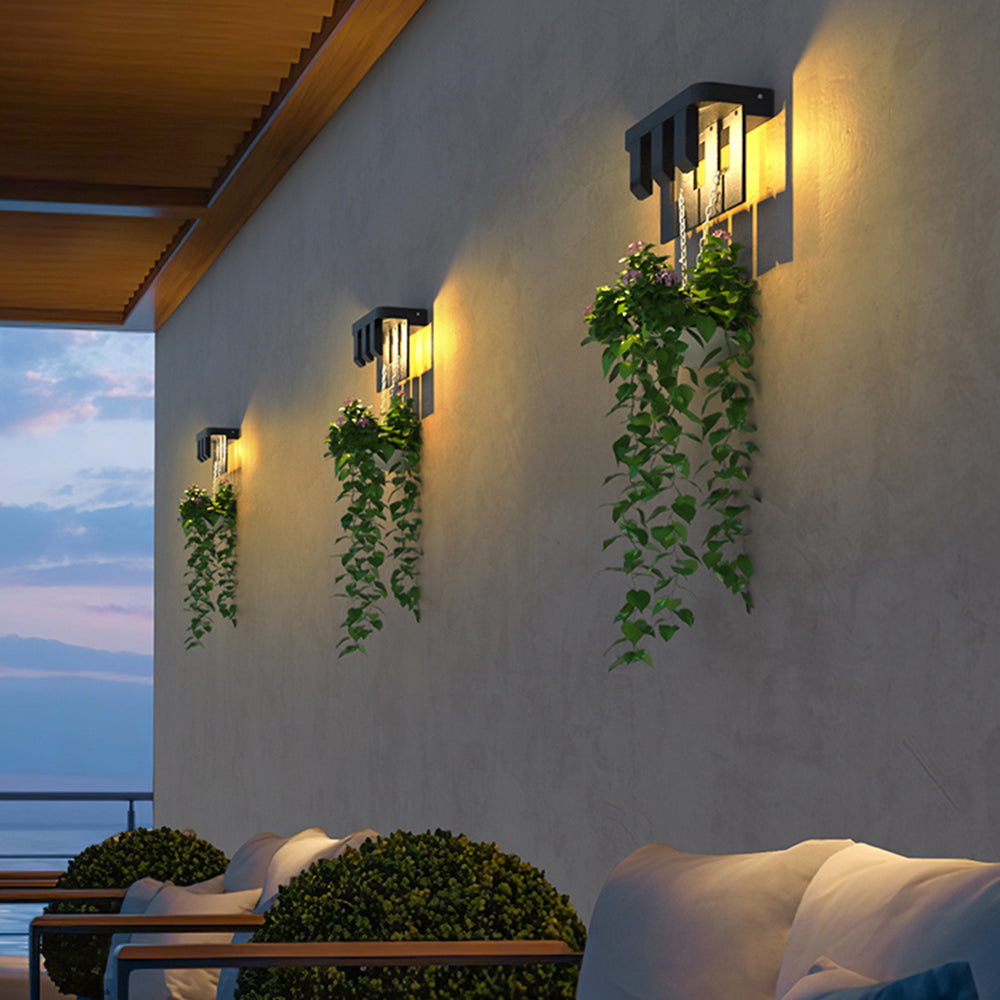 Orr Modern Minimallist Metal Solar Outdoor Garden/Yard Wall Lamp, Black - Cueteks