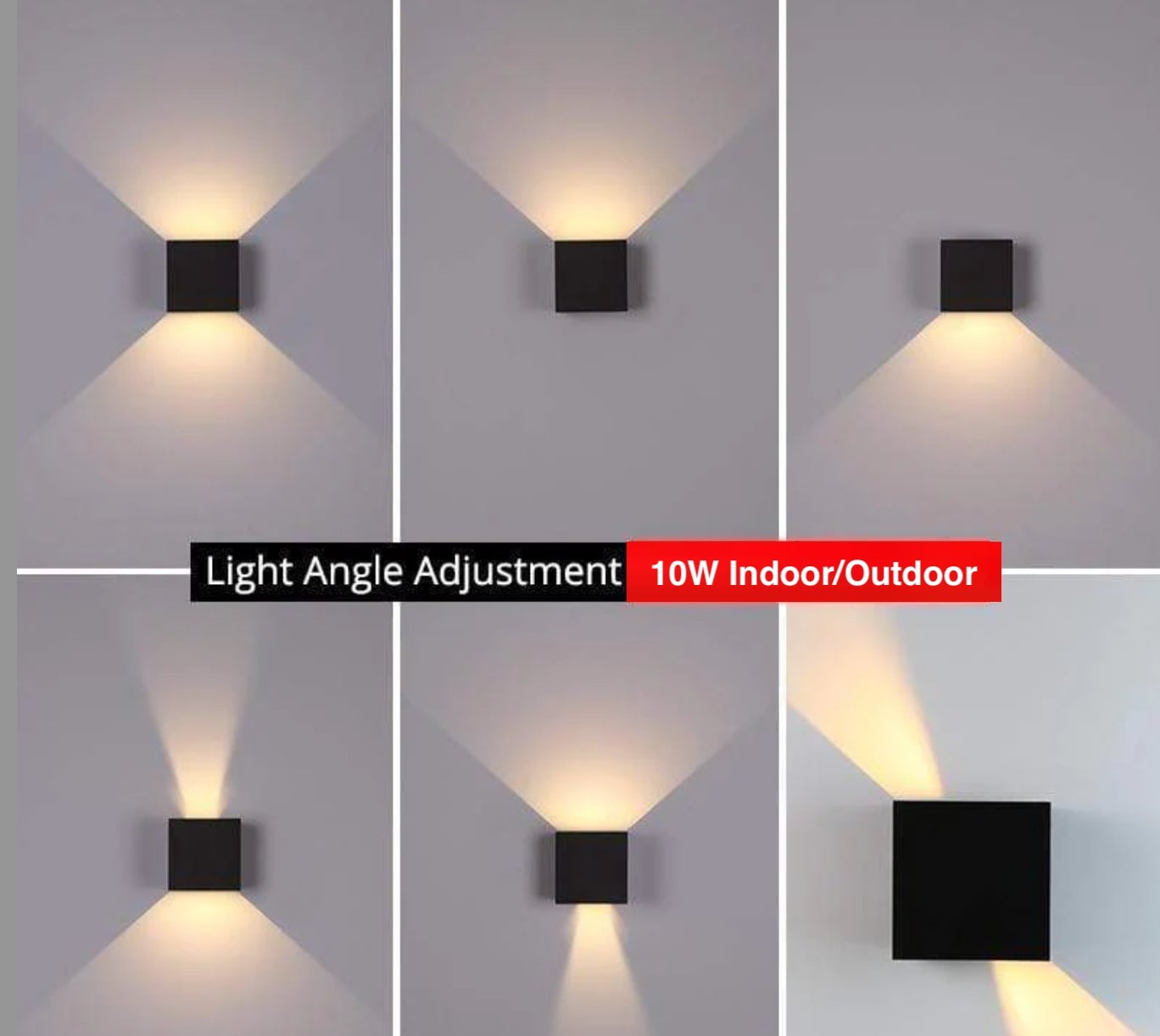 Orr Modern Adjustable Square Outdoor Wall Lamp LED, Black/White - Cueteks