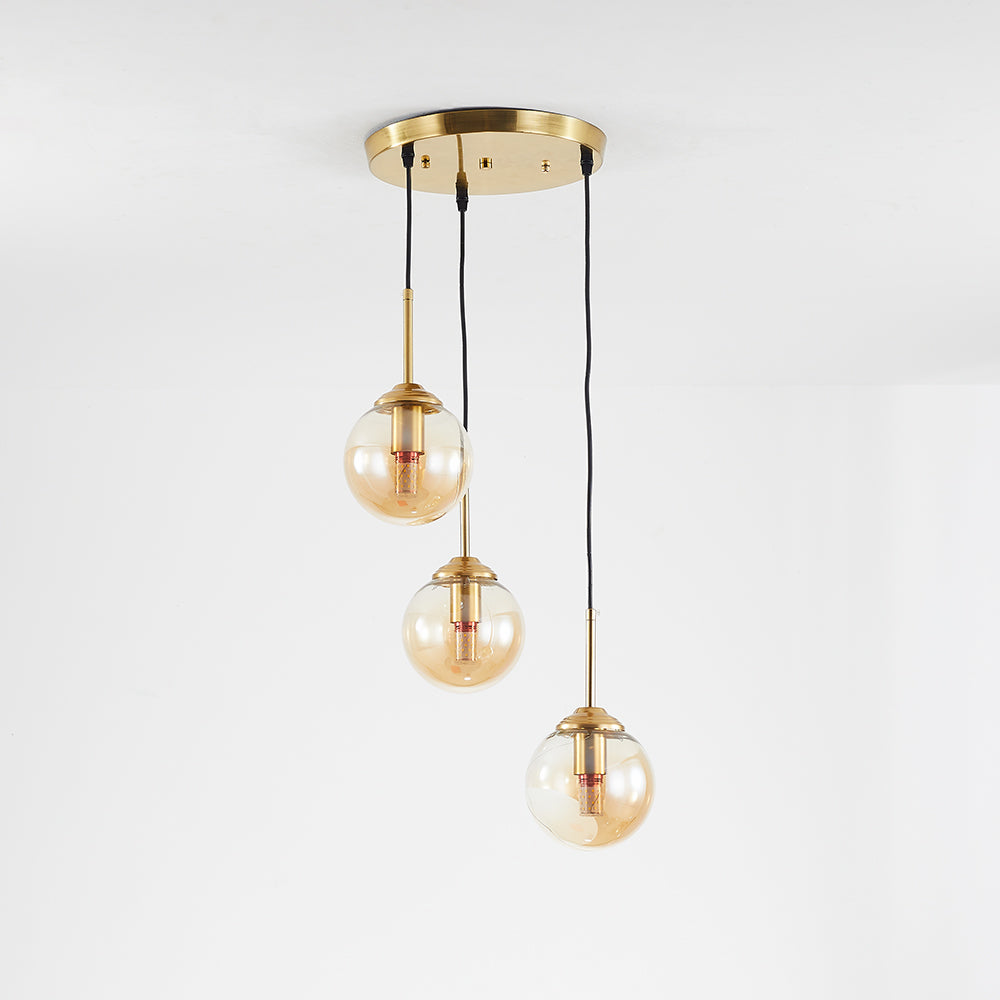 Valentina globe pendant light with gold-tone fittings