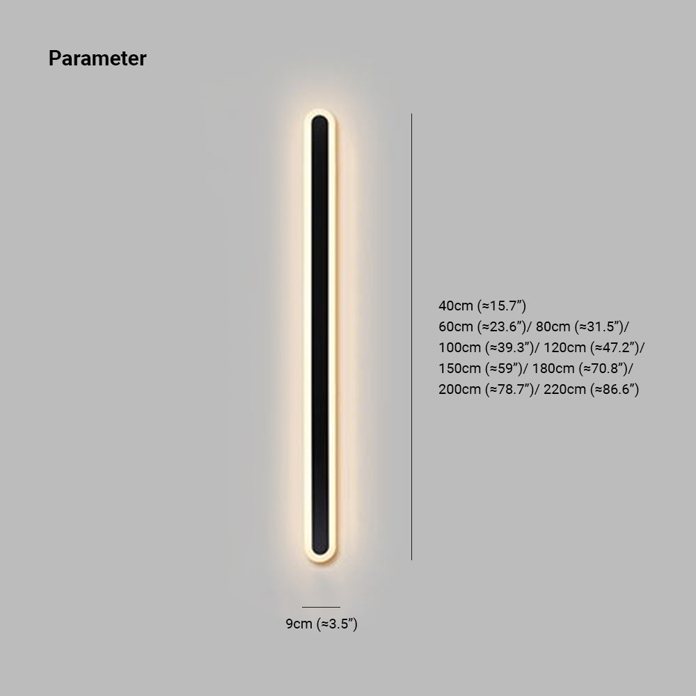 Edge Minimalist Metal Linear Oval Outdoor Wall Lamp, Black - Cueteks