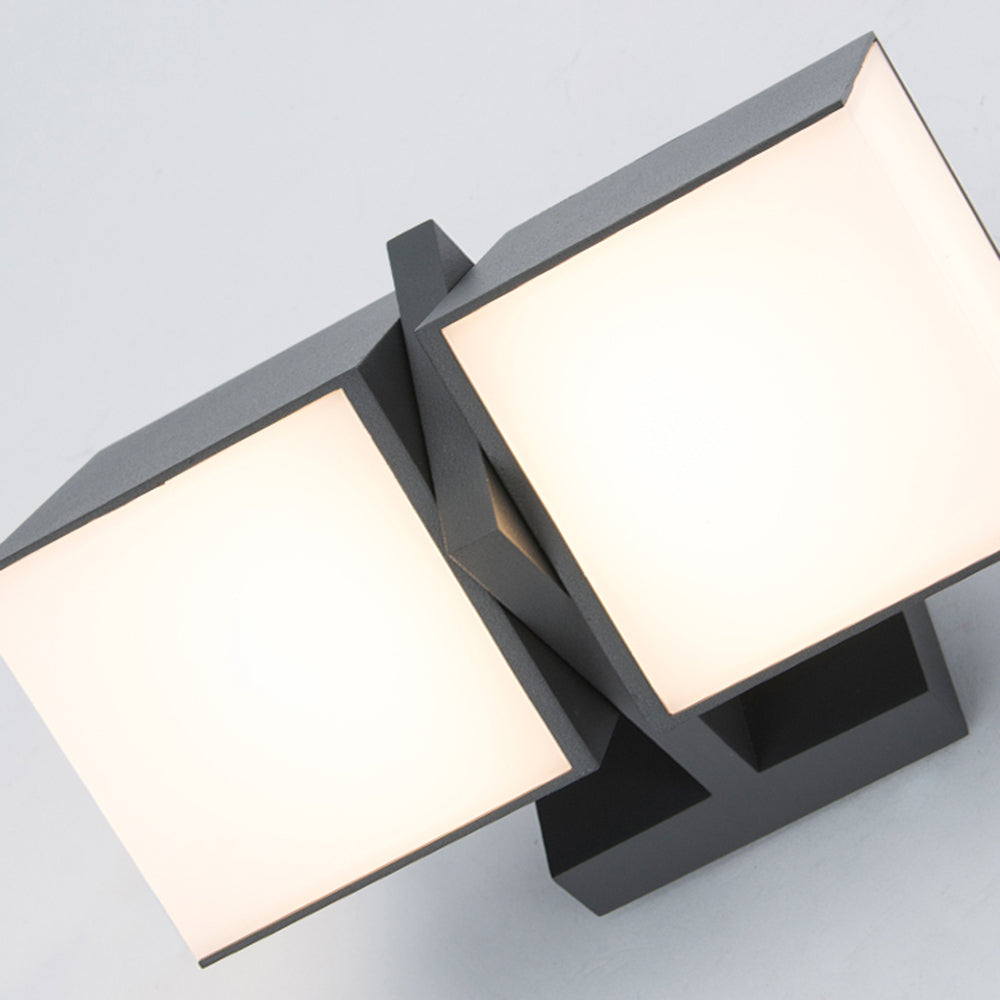 Orr Modern Geometry Rotatable Metal/Acrylic Outdoor Waterproof Wall Lamp, Black - Cueteks