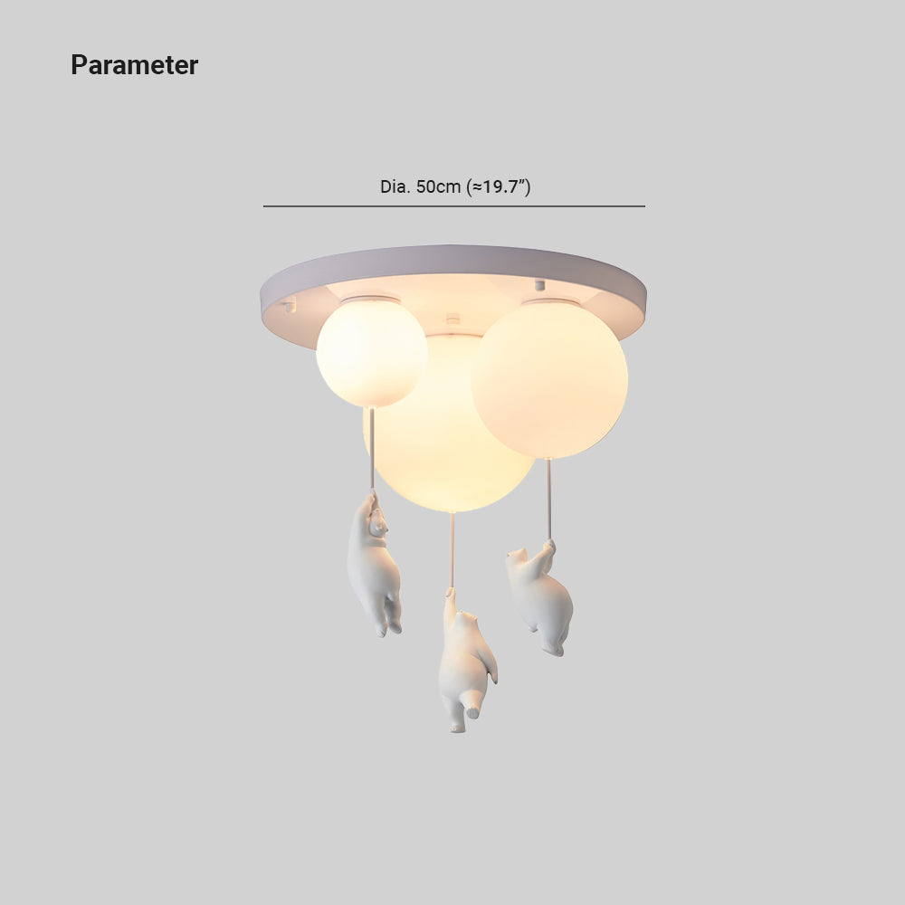 Fateh Bear Balloon LED Flush Mount Ceiling Light 3 Style White - Cueteks