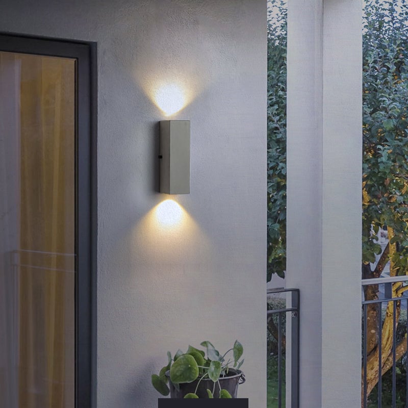 Orr Minimalist Cement Square Outdoor Wall Lamp, White - Cueteks