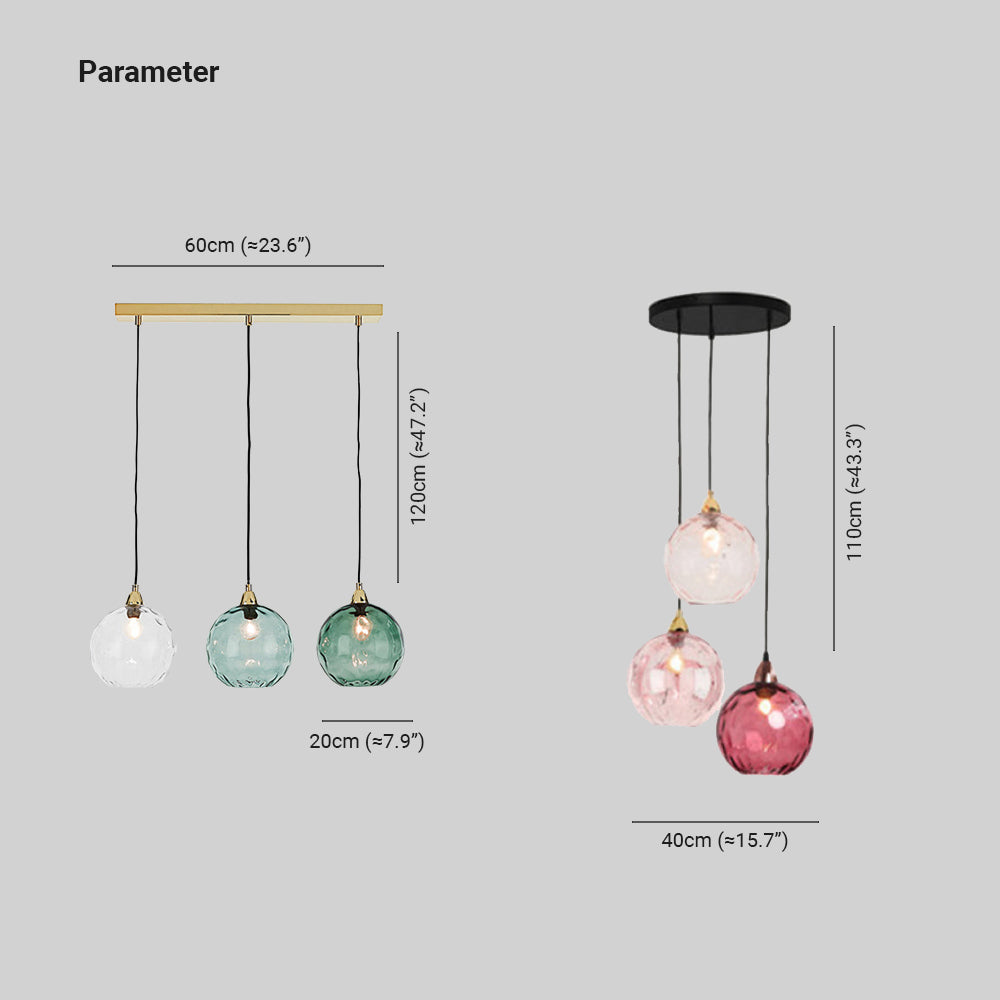 Hailie dimension drawing with a 60 cm linear bar, 20 cm globe, 40 cm cluster spread and vertical labels of 120 cm and 110 cm
