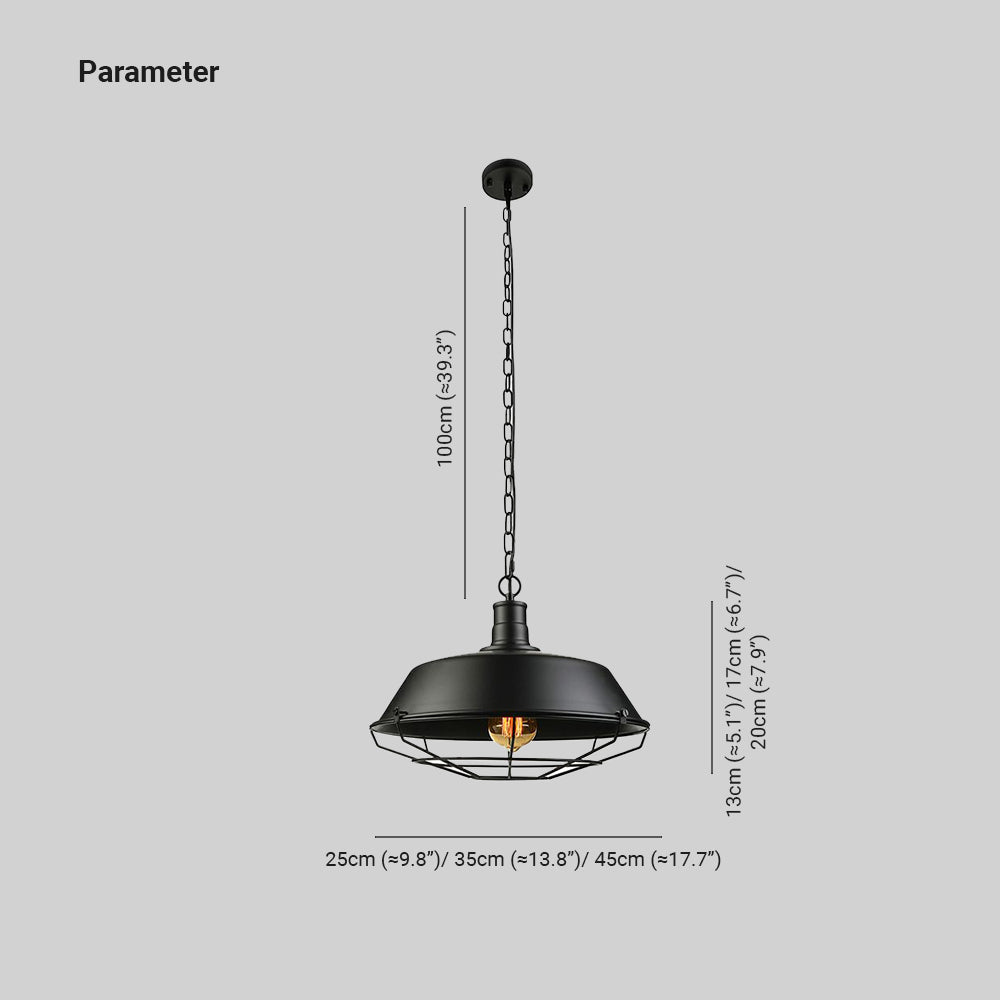 Dimension drawing of the Alessio black cage pendant