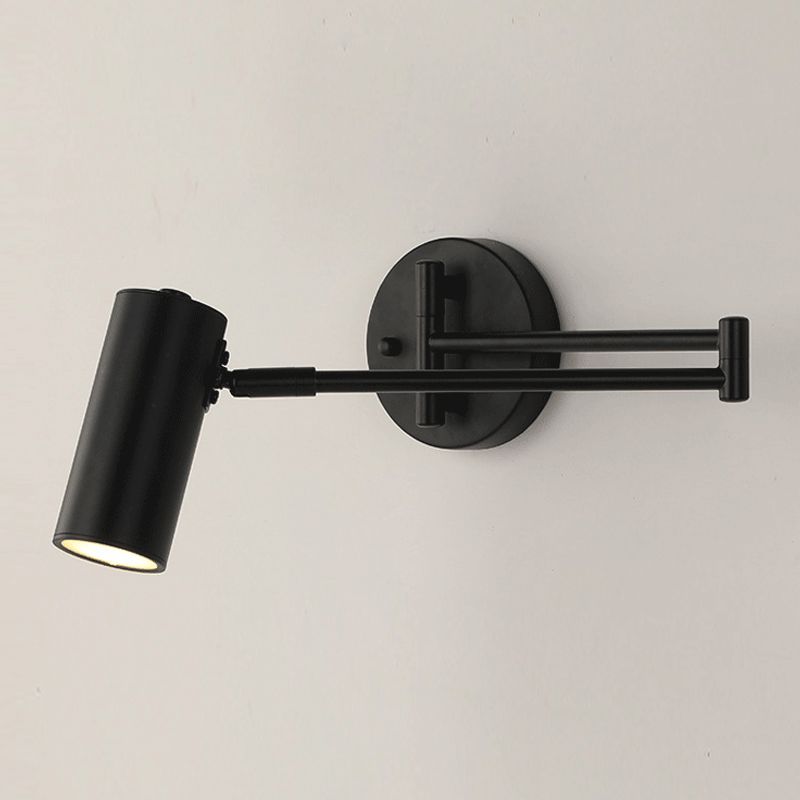 Brady close Black cylindrical shade, jointed rods and round wall plate