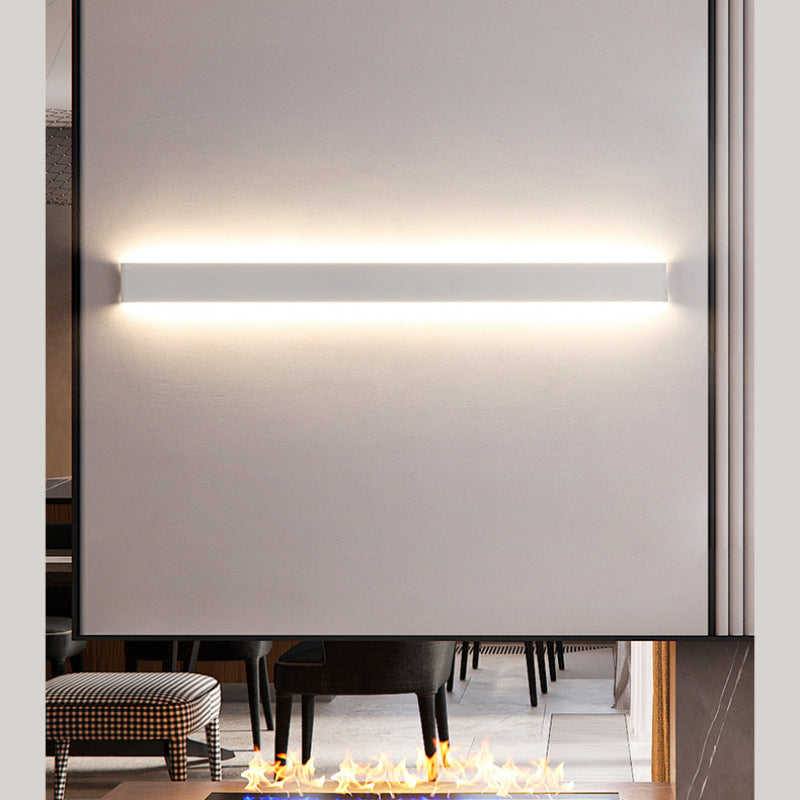 White horizontal wall lamp with warm light on both sides