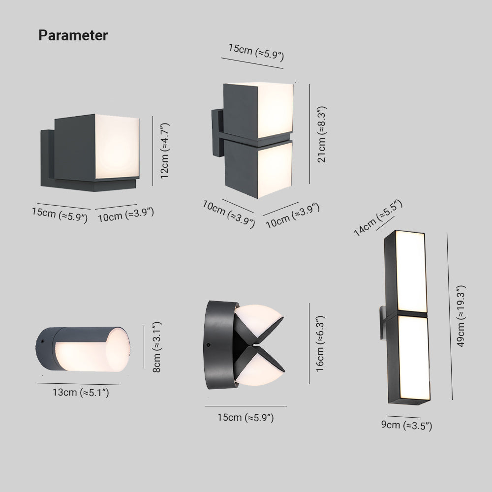 Orr Modern Geometry Rotatable Metal/Acrylic Outdoor Waterproof Wall Lamp, Black - Cueteks