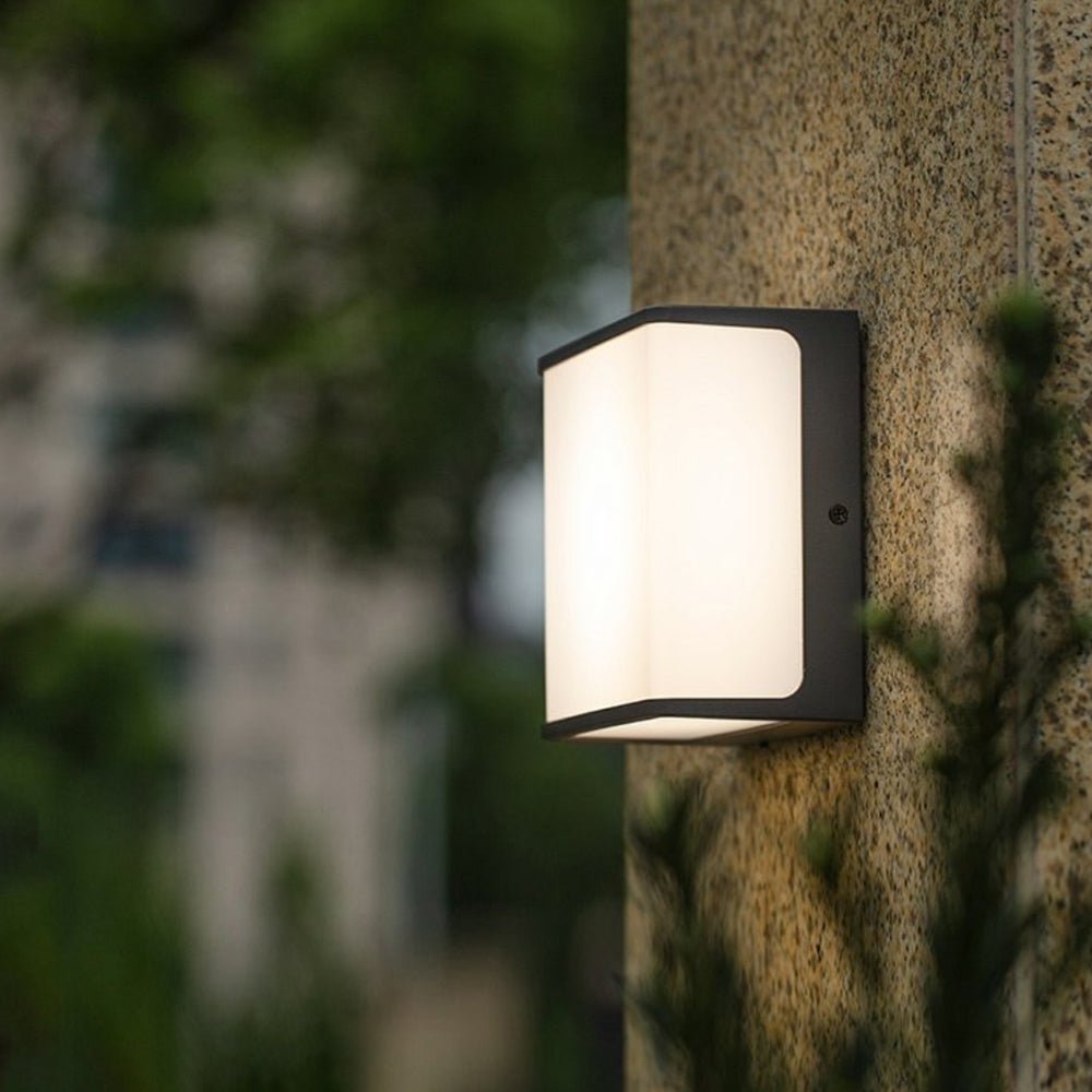 Orr Modern Minimalist Rectangular Acrylic Sensor Solar Outdoor Wall Lamp, Black/White - Cueteks