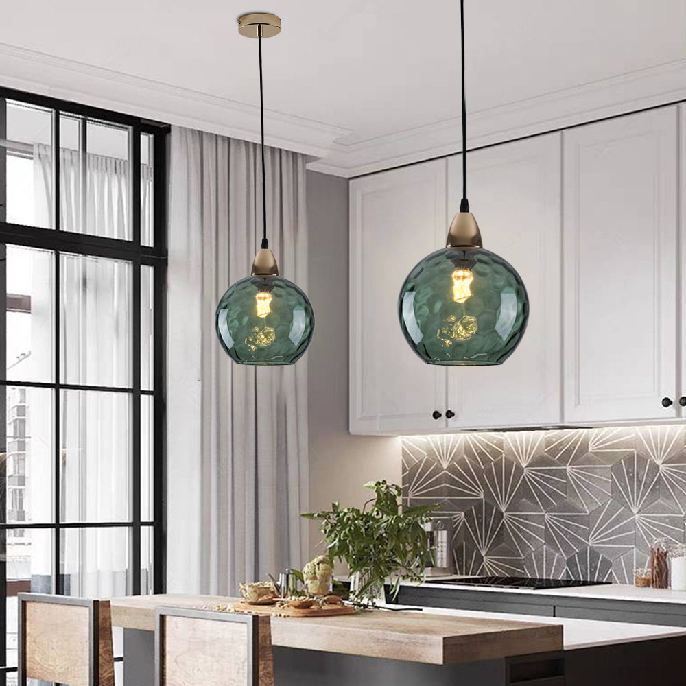 Hailie Colorful Glass Ball Pendant Light Water Ripple Living Room - Cueteks