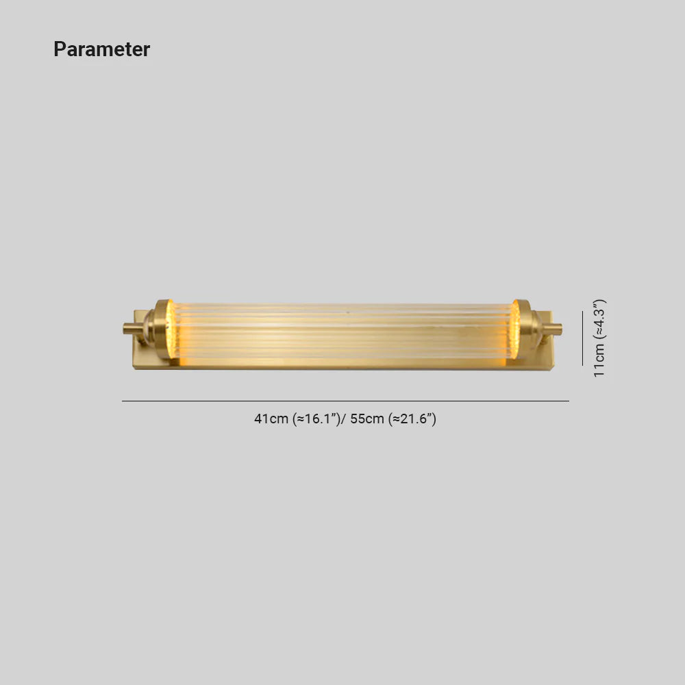 Kristy cylindrical wall lamp diagram showing 41 or 55 cm length and 11 cm height.