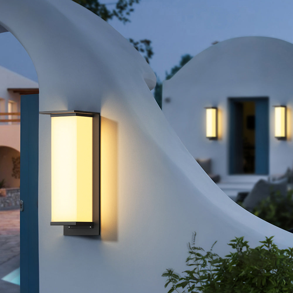 Orr Moden Solar Rectangular Metal/Acrylic Outdoor Wall Lamp, White/Black - Cueteks