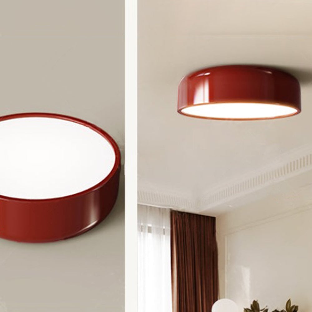Two views of the red Morandi rounded rim and illuminated underside
