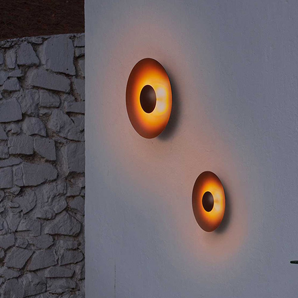 Orr Designer Round Metal Outdoor Wall Lamp, Black/White - Cueteks