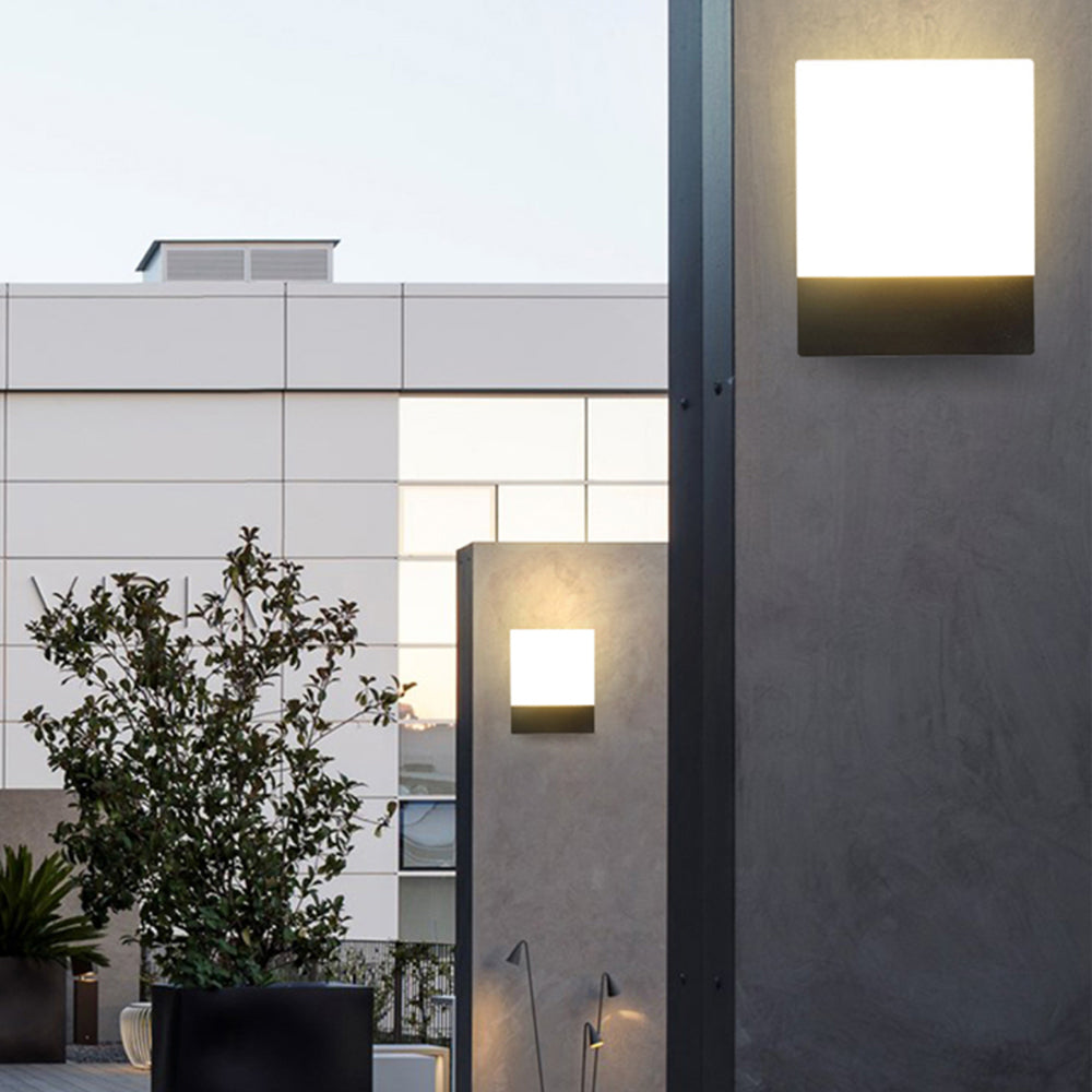 Orr Modern Sensor Rectangular Metal Outdoor Wall Lamp, Black/White - Cueteks