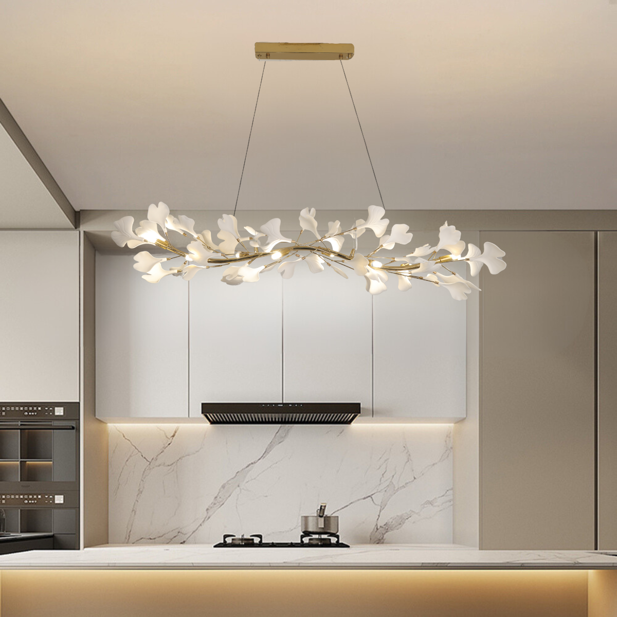 Olivia CeraAut Modern Art Deco Metal & Ceramic Chandelier, Gold - Cueteks