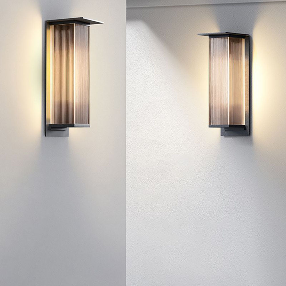 Orr Modern Rectangular Metal Outdoor Wall Lamp, Black - Cueteks