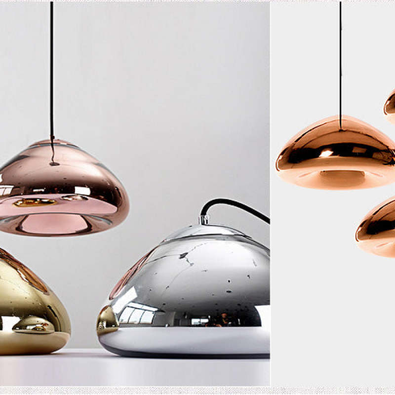 Montage of reflective gold, silver and rose-gold shade views