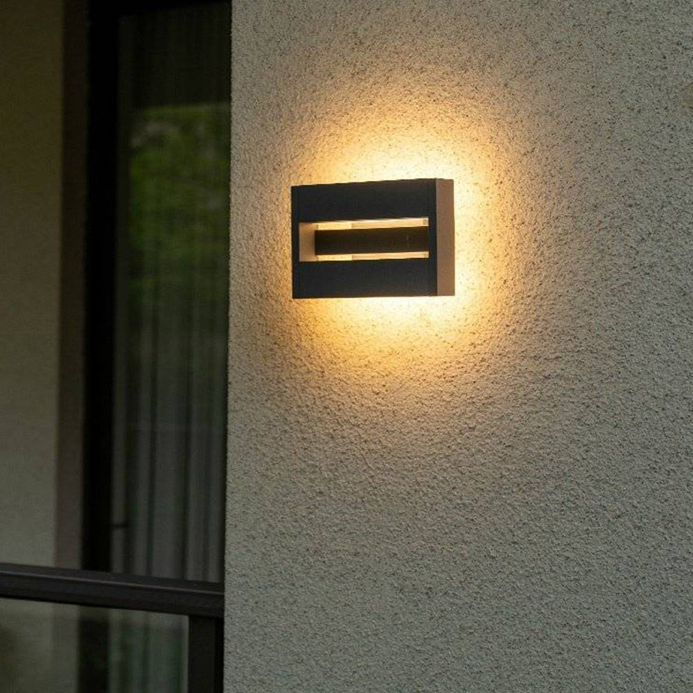 Orr Mondern Rectangular Rotatable Metal Outdoor Wall Lamp, Black - Cueteks