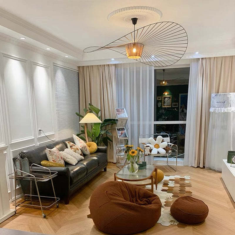 Renée open flower pendant light with wavy radial lines