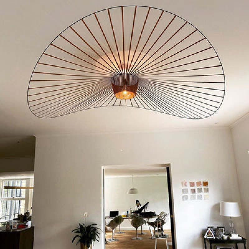Renée wavy flower pendant light with radial-line design