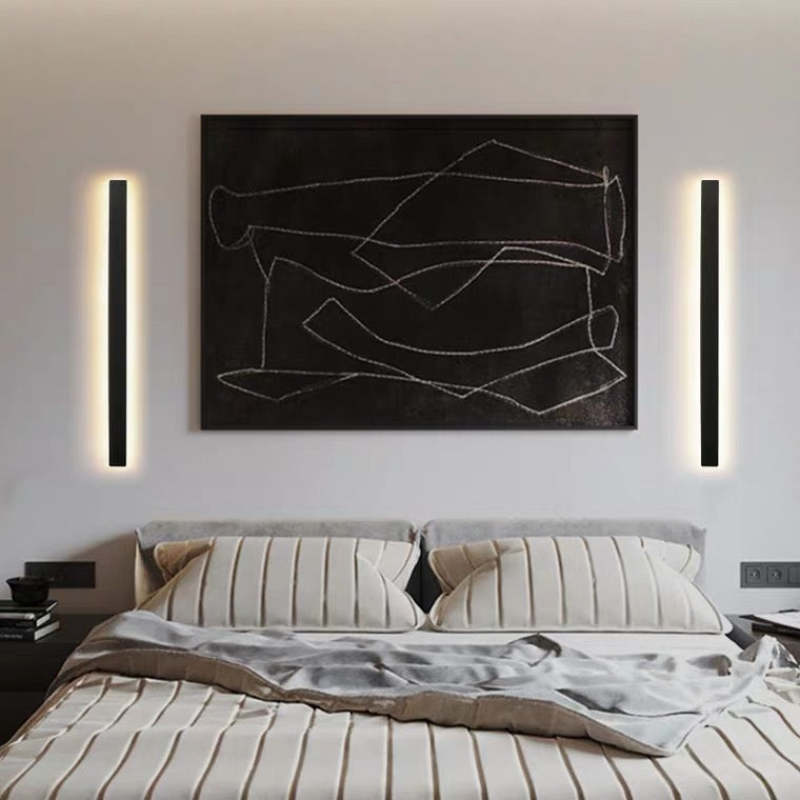 Edge Horizon Modern Outer Glow Linear Metal Outdoor Wall Light, Dark Steel - Cueteks