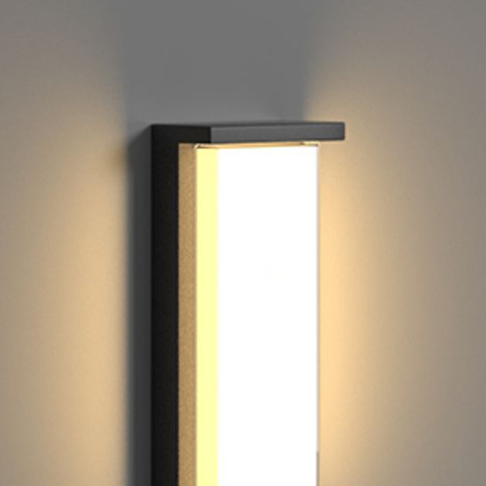 Orr Modern Minimalist Rectangular Metal Outdoor Wall Lamp, Black - Cueteks