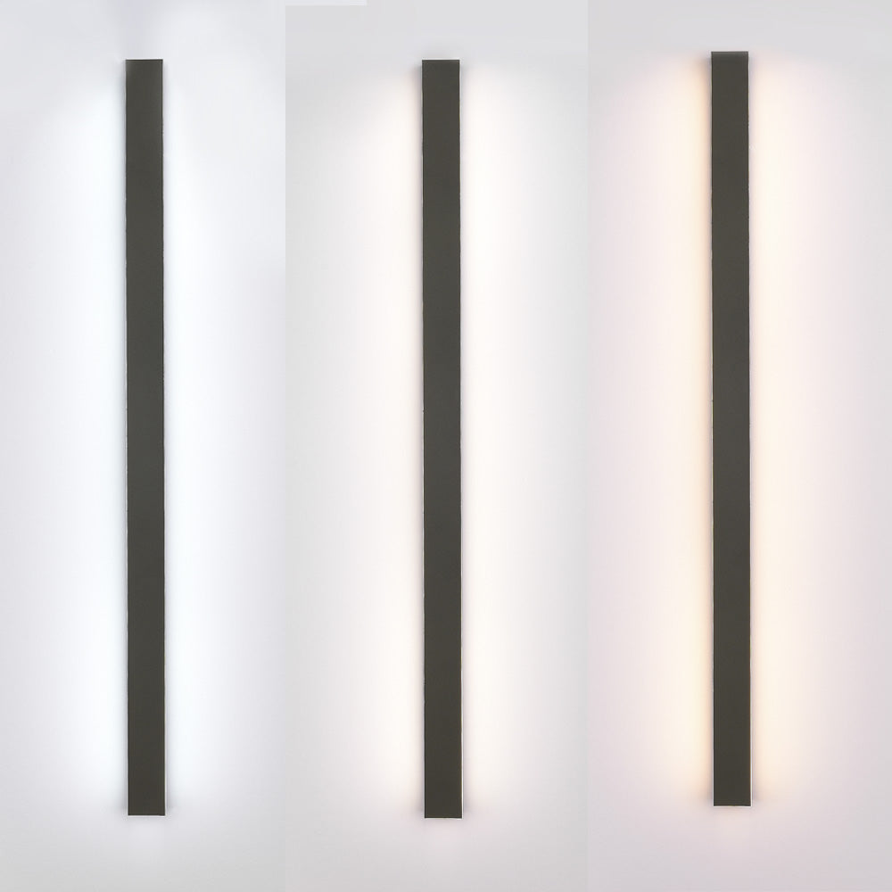 Edge Sleek Minimalist Rimless Linear Metal Outdoor Wall Light, Gray - Cueteks