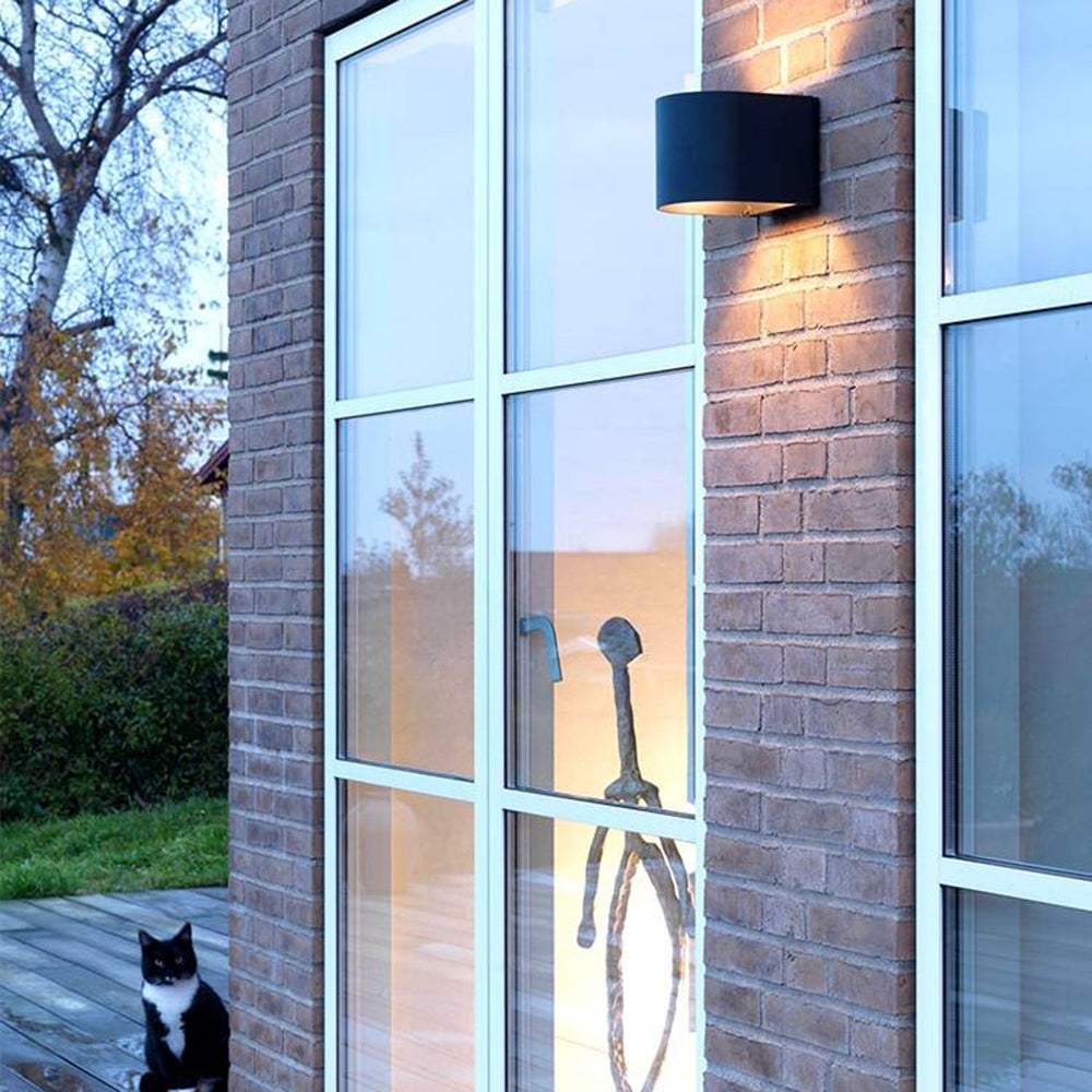 Orr Modern Cylinder Metal Outdoor Wall Lamp, Balck - Cueteks