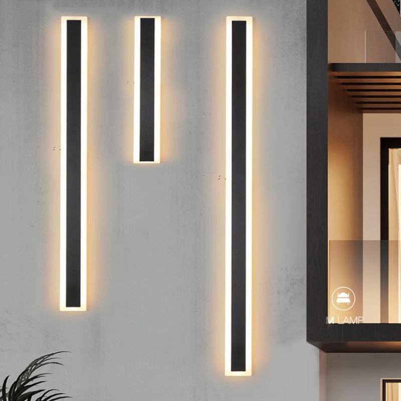 Edge Radiance Linear Metal LED Outdoor Wall Lamp, Black/White - Cueteks