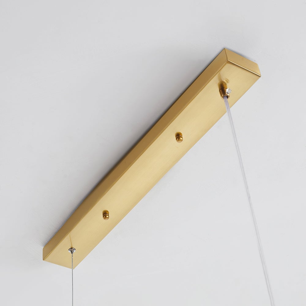 Close elongated rectangular gold ceiling canopy with suspension cable grippers, fixing nuts and separate cable connection