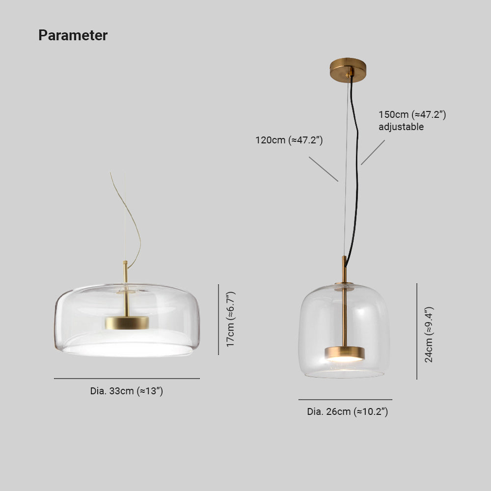 Hailie diagram: wide body 33 × 17 cm, compact body 26 × 24 cm; suspension marked both 120 and 150 cm