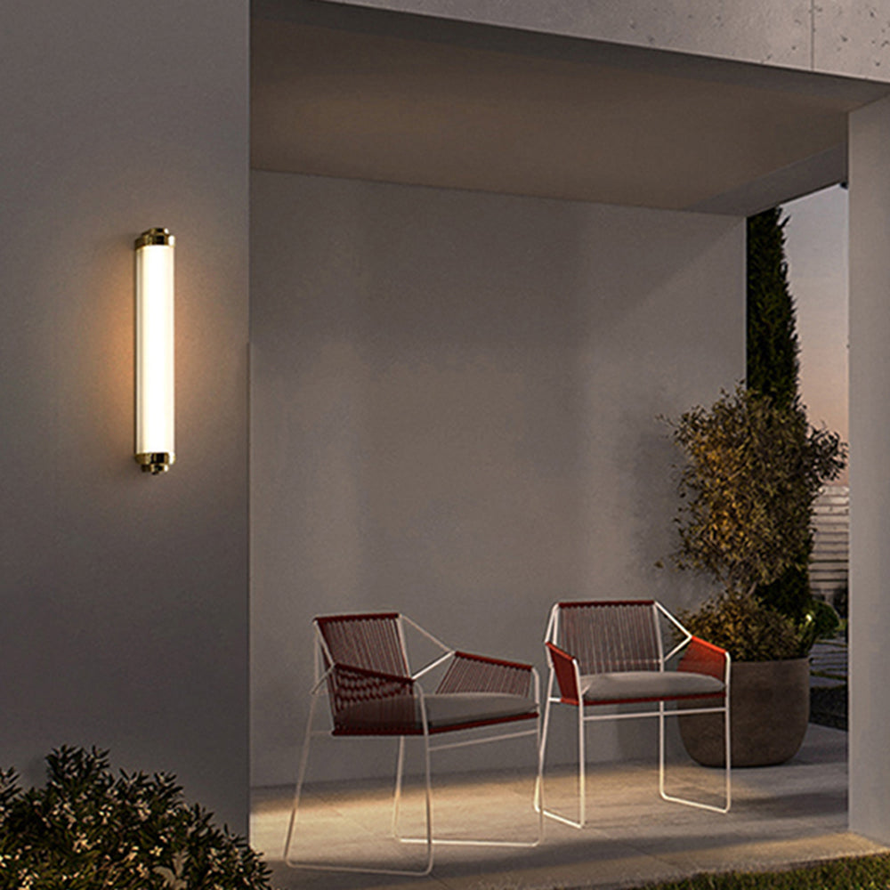 Edge Minimalist Cylindrical Metal Outdoor Wall Lamp, Black/Gold/Silver - Cueteks