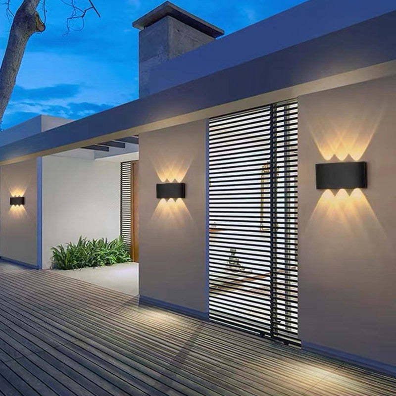 Orr Modern Rectangular Metal Outdoor Wall Lamp, Black/White, Water-wave - Cueteks