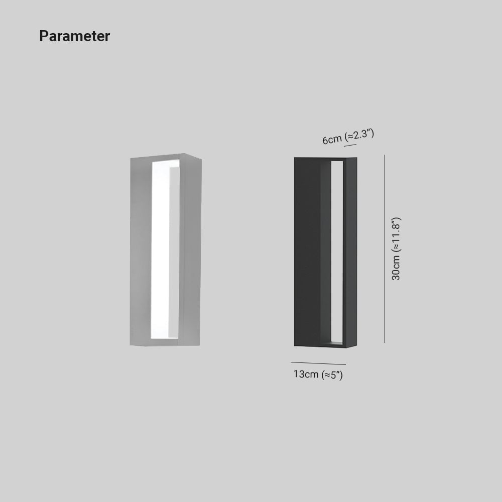 Orr guide showing a 30 cm height, 13 cm width and 6 cm depth, with black and white frames
