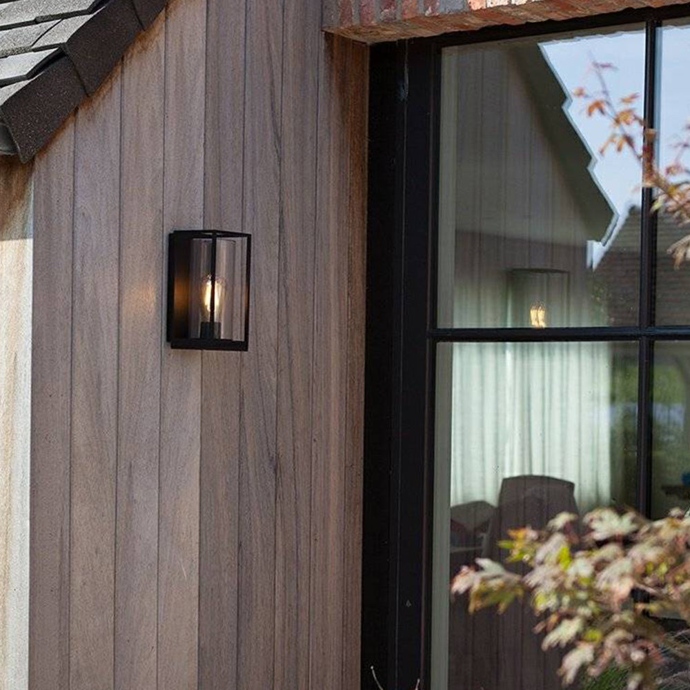 Alessio Modern Rectangular Metal Outdoor Wall Lamp, Black - Cueteks