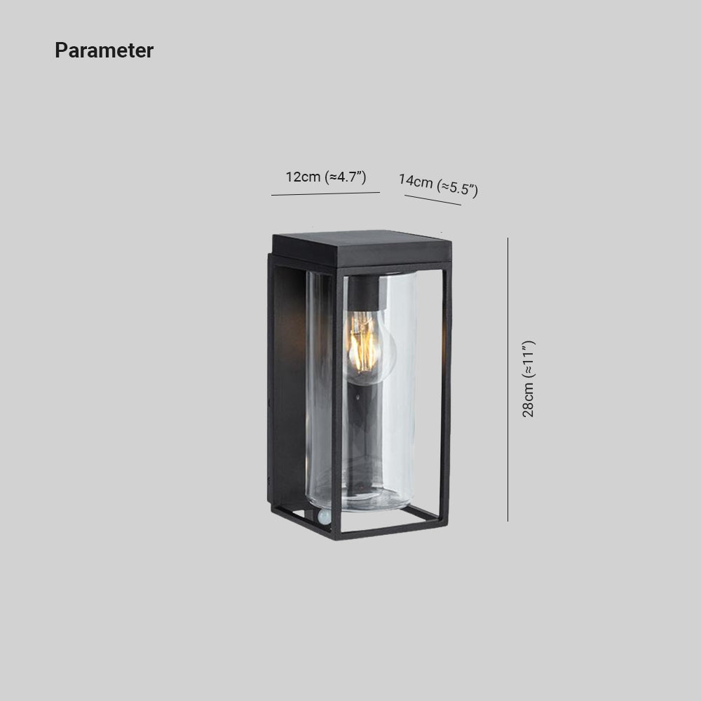 Orr Modern Rectangular Solar Waterproof Metal/Glass Outdoor Wall Lamp, Black - Cueteks