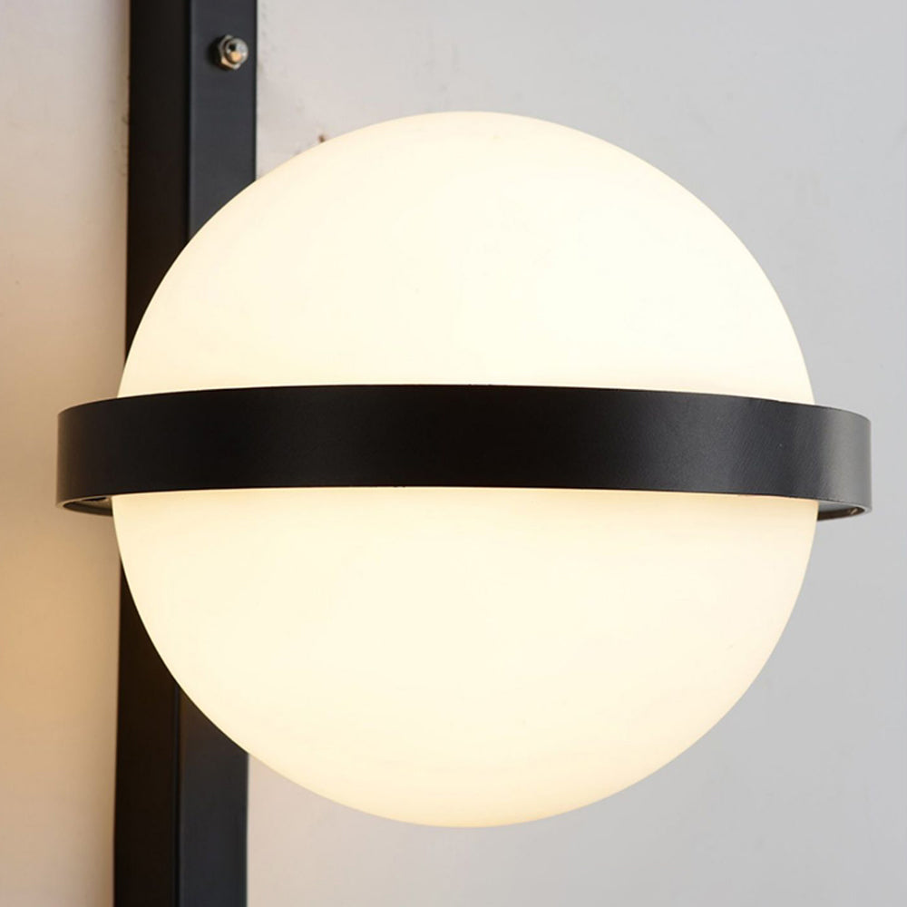 Valentina Modern Globe Metal/Acrylic Solar Outdoor Wall Lamp Plant Pot, Black/White - Cueteks