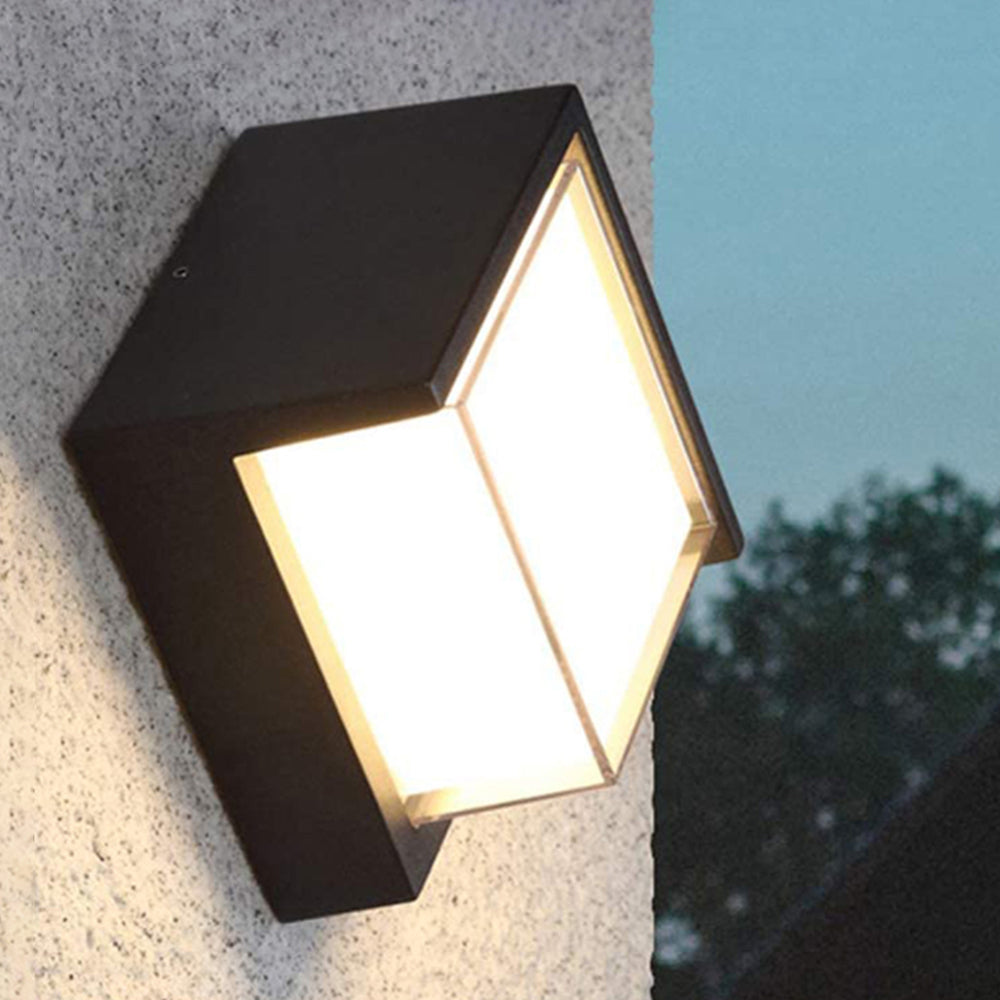 Orr Modern Square Metal Outdoor Wall Lamp, Black/White - Cueteks